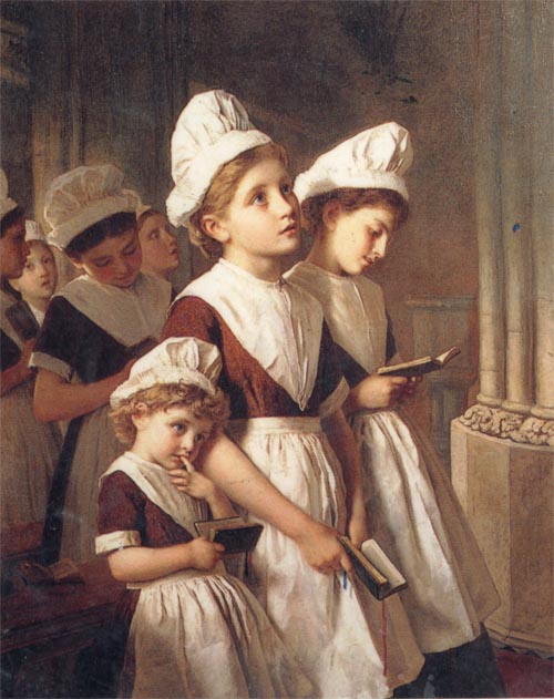 Foundling Girls in their School Dresses at Prayer in the Chapel